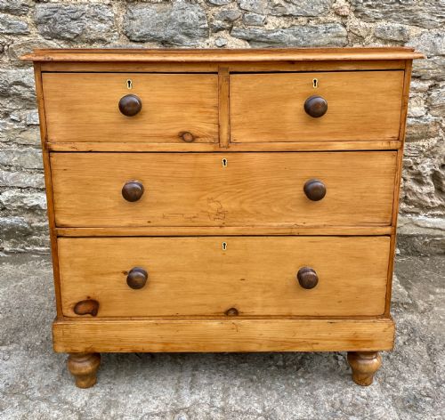 fig 1. Small Antique Stripped Pine Chest of Drawers