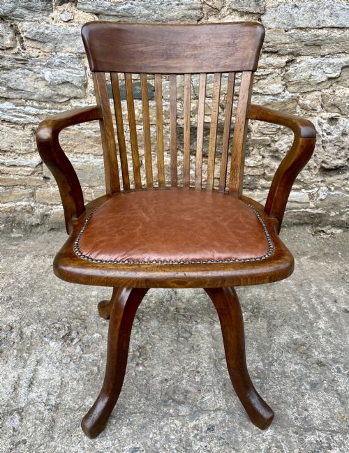 fig 1. Antique Oak Swivel Desk Chair