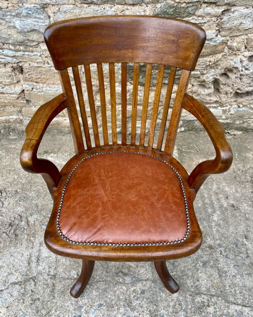 fig 2. Antique Oak Swivel Desk Chair