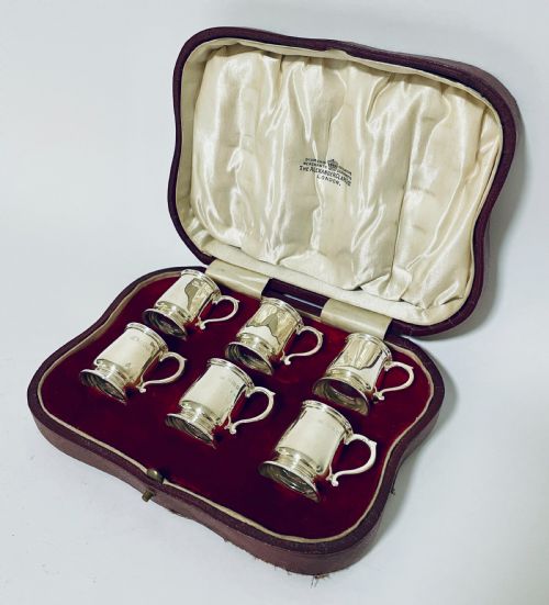 fig 1. Set of 6 Miniature Silver Tankards