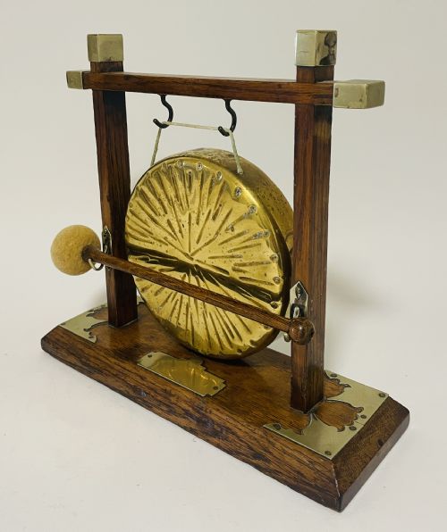 fig 1. Antique Oak and Brass Dinner Gong