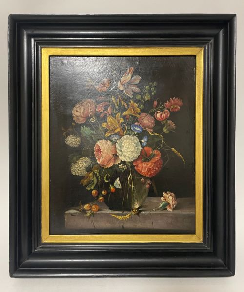 19th Century Flemish School Still Life Oil on Panel
