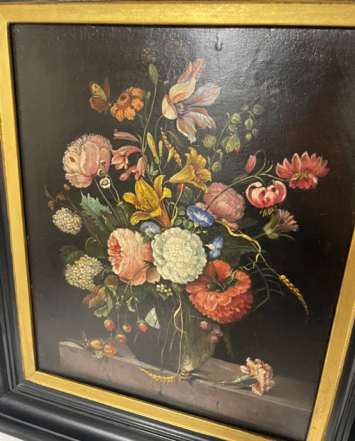 fig 1. 19th Century Flemish School Still Life Oil on Panel