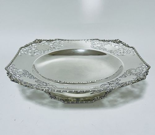 Large Antique Silver Pedestal Bowl