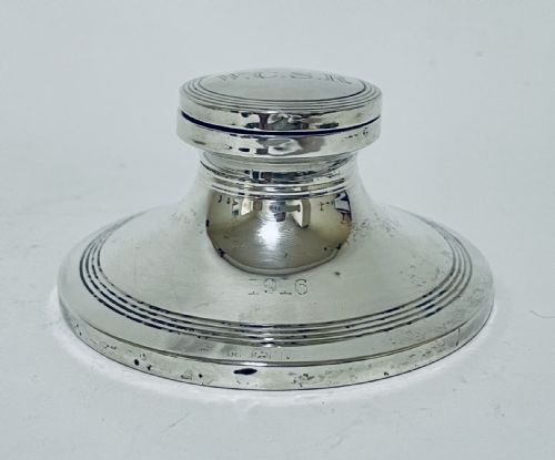 Antique Silver Capstan Inkwell