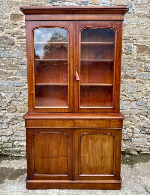 Victorian Mahogany Glazed Bookcase Cabinet