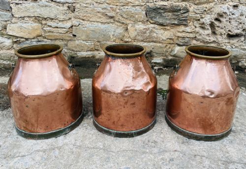Set of 3 Victorian Copper Milk Pails