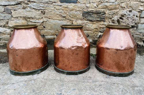 fig 1. Set of 3 Victorian Copper Milk Pails