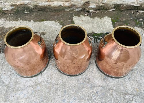 fig 2. Set of 3 Victorian Copper Milk Pails