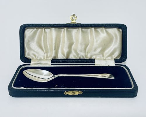 Antique Silver Christening Spoon in Box