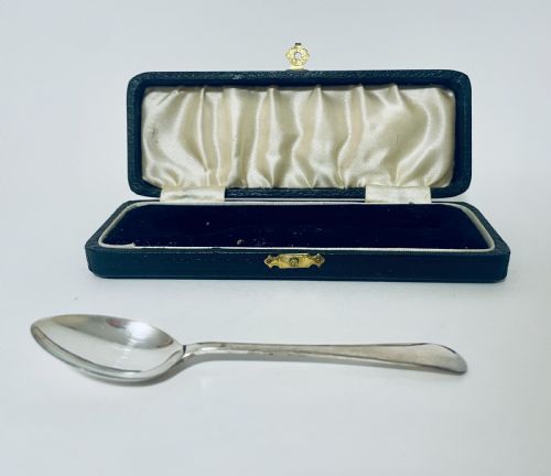 fig 2. Antique Silver Christening Spoon in Box