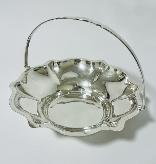 fig 1. Large Antique Silver Swing Handled Bowl
