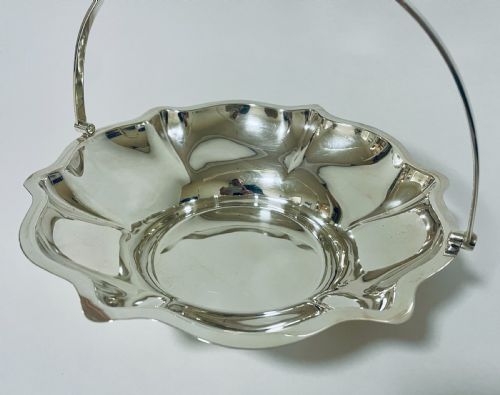 fig 2. Large Antique Silver Swing Handled Bowl