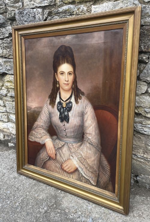 fig 1. Victorian Oil on Canvas Portrait of Emma Witham by W.Fletcher
