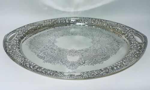 Large Antique Sterling Silver Tea Tray