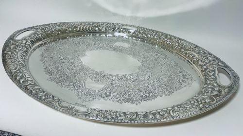 fig 1. Large Antique Sterling Silver Tea Tray