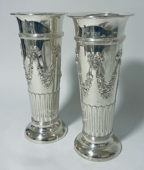 fig 2. Pair of Large Sterling Silver Vases
