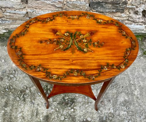 fig 2. Edwardian Sheraton Revival Hand Painted Satinwood Table