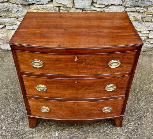 fig 1. Small Georgian Mahogany Bow Front Chest of Drawers