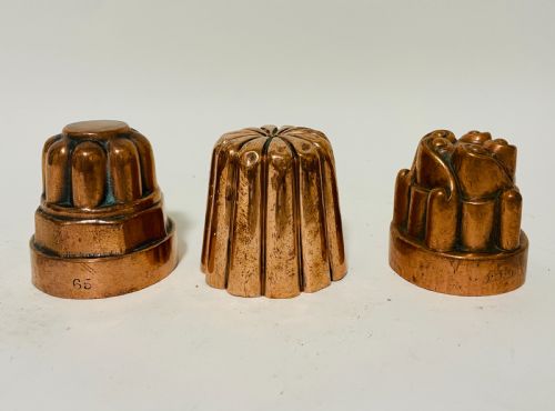 Set of 3 Miniature Victorian Copper Jelly Moulds
