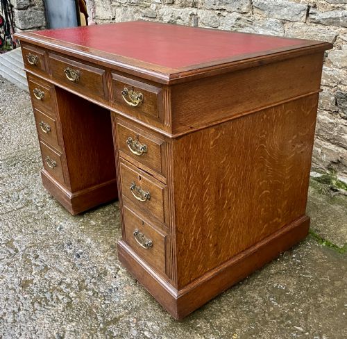 fig 3. Edwardian Oak Pedestal Desk by Maple & Co