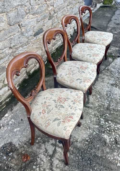 SET OF 4 VICTORIAN MAHOGANY BALLOON BACK CHAIRS - ADDITIONAL PHOTO 16