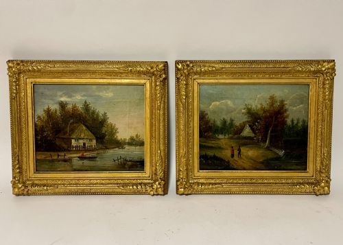Pair of Continental 19th Century Oil on Canvas Landscapes