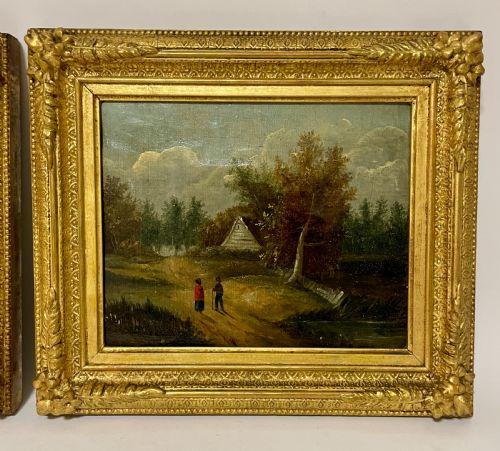 fig 1. Pair of Continental 19th Century Oil on Canvas Landscapes