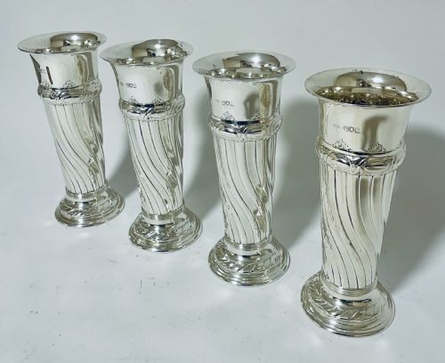 fig 1. Set of 4 Antique Silver Vases