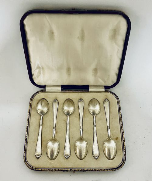 fig 1. Set of 6 Antique Silver Teaspoons
