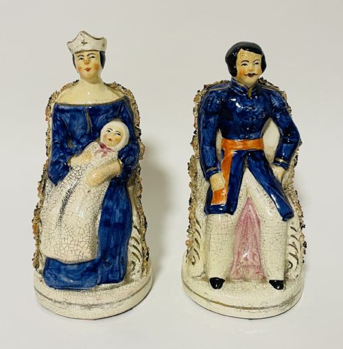 Pair of Victorian Staffordshire Figures of Queen Victoria and Prince Albert