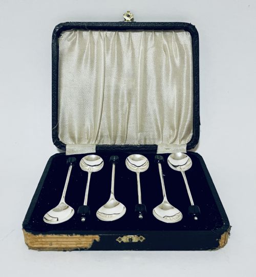 fig 1. Set of 6 Art Deco Silver Coffee Spoons
