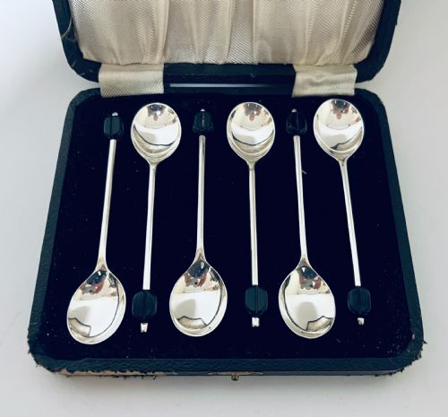 fig 2. Set of 6 Art Deco Silver Coffee Spoons
