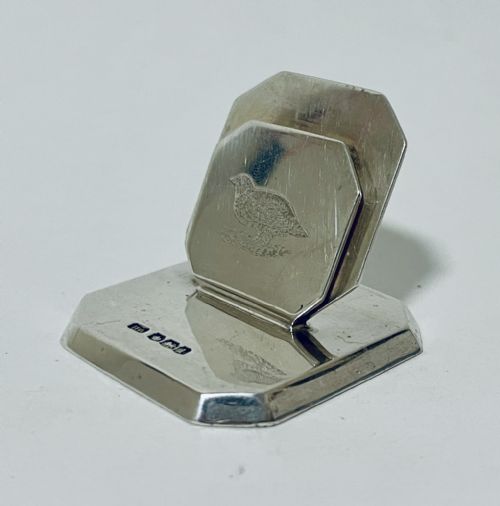 fig 1. Antique Silver Partridge Menu Card Holder