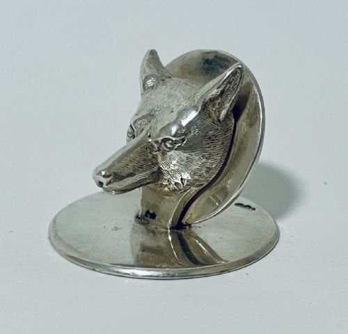 fig 1. Antique Silver Fox Menu Place Card Holder
