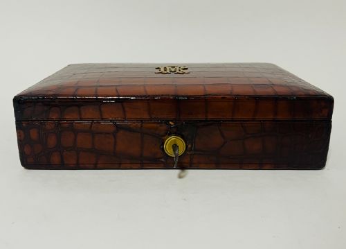 fig 1. Antique Crocodile Leather Jewellery Box