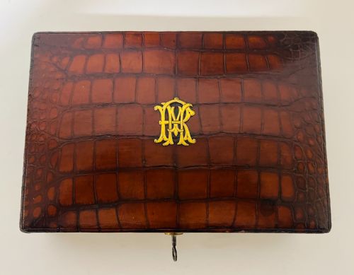 fig 2. Antique Crocodile Leather Jewellery Box
