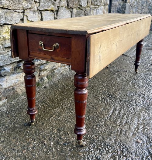 fig 2. Antique Pine Drop Leaf Farmhouse Table
