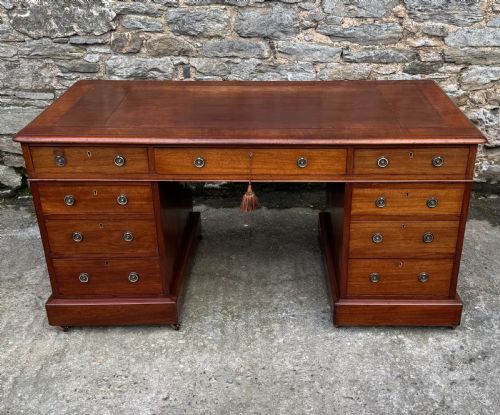 Large Victorian Mahogany Pedestal Desk