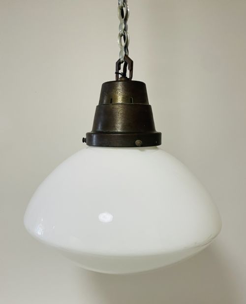 Large Antique Opaline Pendant Light