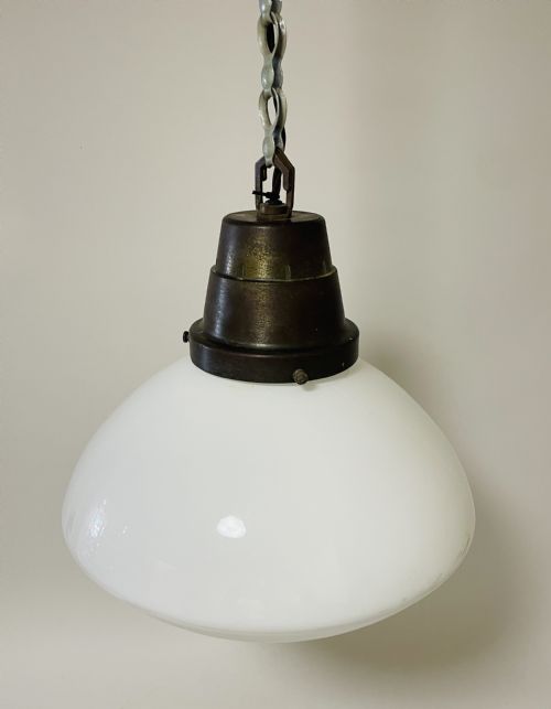 fig 1. Large Antique Opaline Pendant Light
