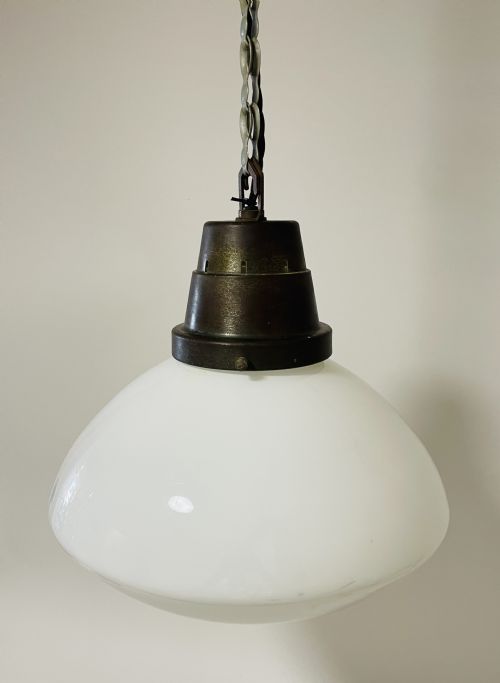 fig 2. Large Antique Opaline Pendant Light
