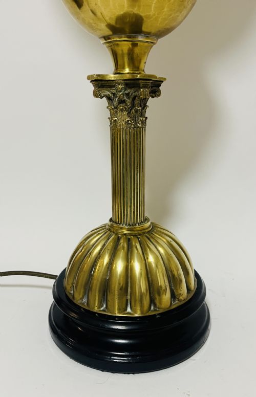 fig 2. Victorian Brass Oil Lamp Converted to Electric