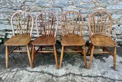 fig 1. Set of 4 Antique War Department Elm Hoop Back Chairs
