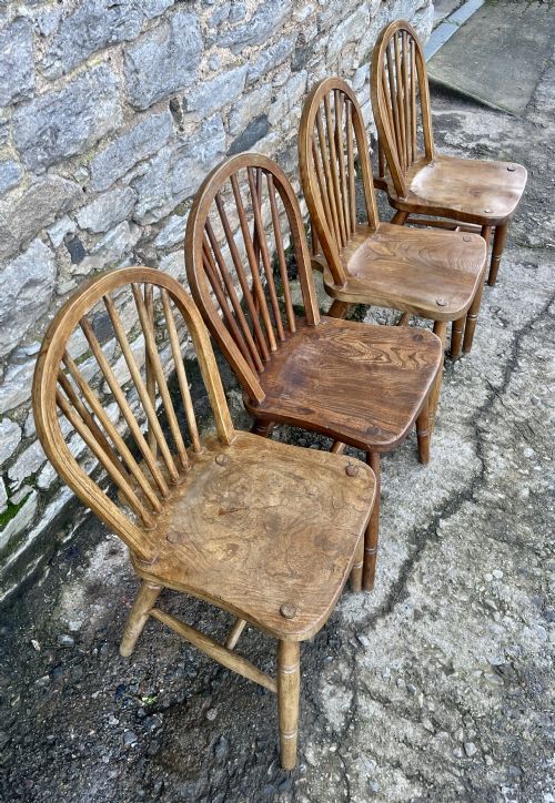 fig 2. Set of 4 Antique War Department Elm Hoop Back Chairs