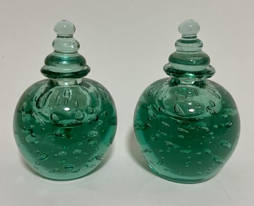 Pair of Antique Stourbridge Dump Inkwells