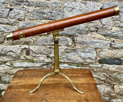 Victorian Mahogany & Brass Library Telescope by Bate of London