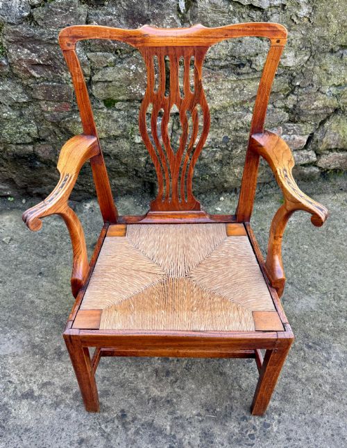 fig 1. Georgian Elm Rush Seat Carver Chair