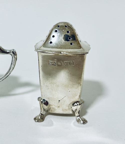 fig 1. Antique Silver 3 Piece Cruet Set