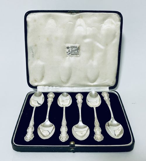 Set of Six Antique Silver Teaspoons